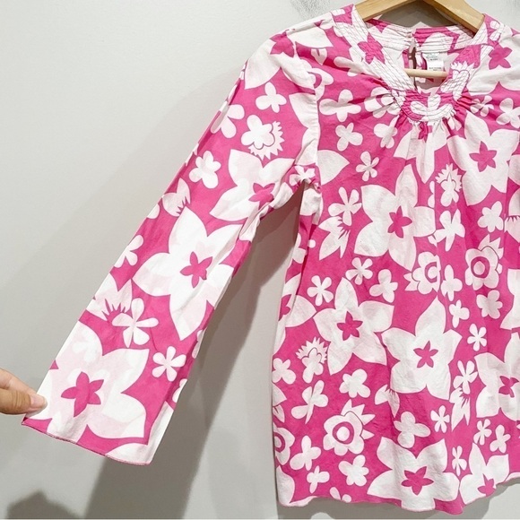 MINI BODEN Floral Tunic Top Pink White Beachy Tropical Barbiecore Size 9-10 year - Picture 2 of 10